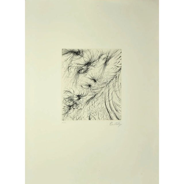 Cosmic Garden is an original black and white etching realized by Raffaele Castello in 1964. Hand signed on the right...