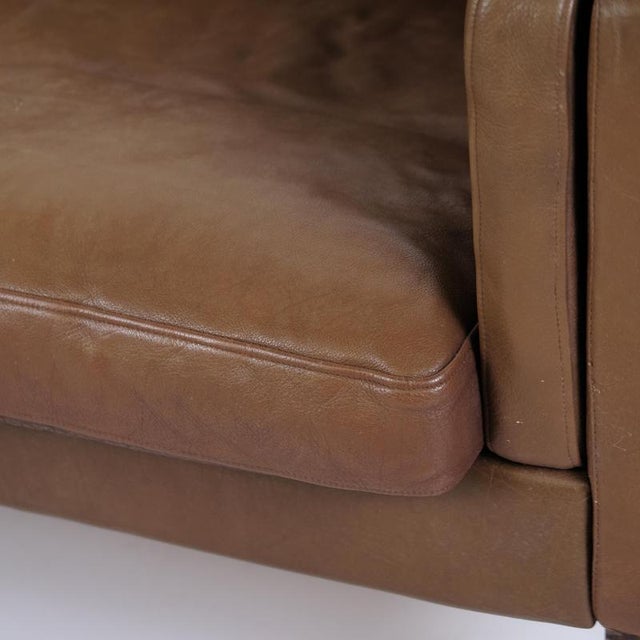 1960s Danish Three-Seater Sofa in Brown Leather from Stouby, 1960s For Sale - Image 5 of 12
