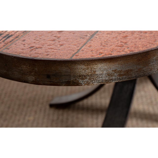 Coffee Table in Lava Stone, Ceramic and Steel by Jean Jaffeux, 1960s For Sale - Image 4 of 15