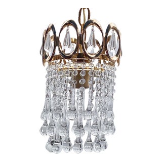 Mid-Century Gold Frame Layered Chandelier For Sale
