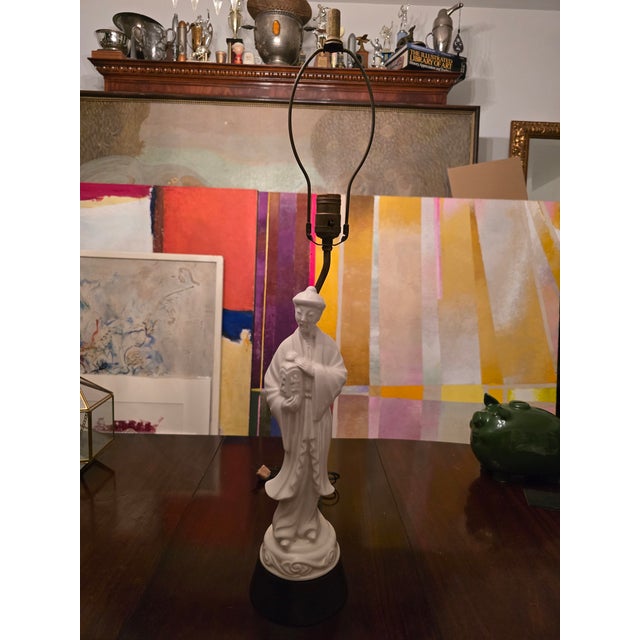 Hollywood Regency Vintage Mid Century Hollywood Glamour Regency Chinese Lamp For Sale - Image 3 of 7