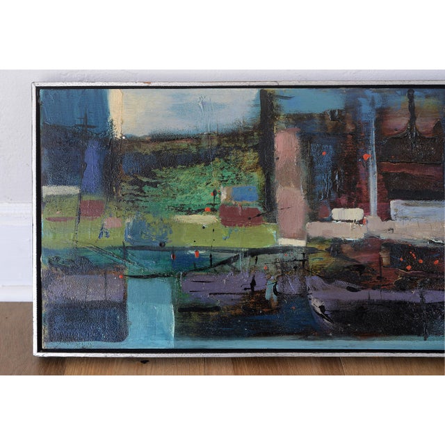 1960s 1960s Signed Mid Century Horizontal Abstract Painting For Sale - Image 5 of 15