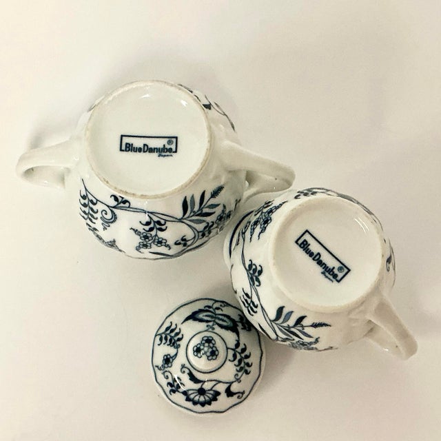 1970s Vintage Japanese Chinoiserie Meissen Blue Danube Creamer & Covered Sugar For Sale - Image 14 of 14