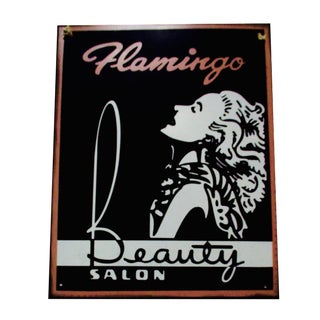 Metal Flamingo Beauty Salon Sign For Sale