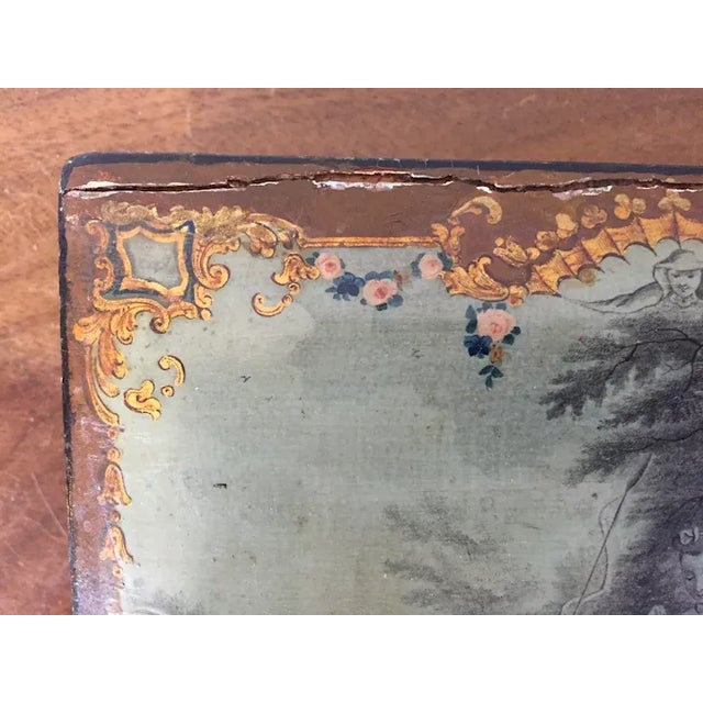 Antique 18th Century Belgian Grand Tour Lacquer Paint Decorated Wood Jewelry Trinket Box For Sale In New York - Image 6 of 13