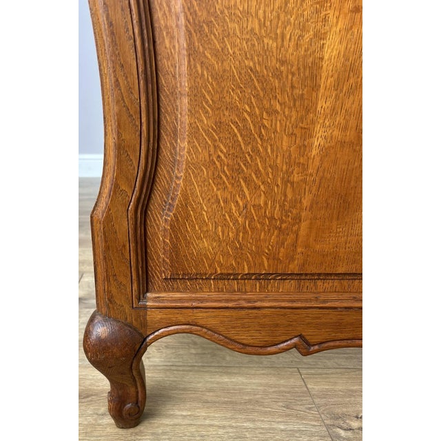 Gold Vintage Louis XVI French Oak Double Bed Frame with Carved Headboard For Sale - Image 8 of 13