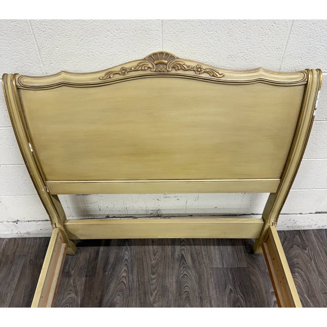 Vintage Twin Size French Provincial Louis XV Style French Bisque Cream Bed For Sale - Image 15 of 17