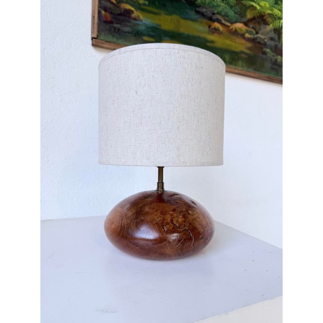 Brown Brutalist Olive Wood Table Lamp, 1970s For Sale - Image 8 of 18