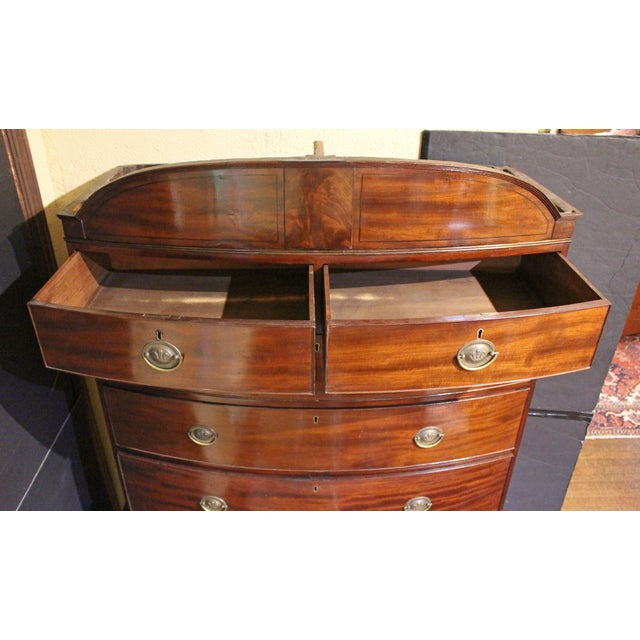 Circa 1800 Georgian Bowfront Mahogany Chest on Chest For Sale - Image 10 of 12