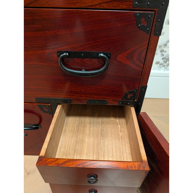 Brown Authentic Meiji Era Nihonmatsu Tansu Chest (Zelkova Wood) With Keys & Papers For Sale - Image 8 of 12