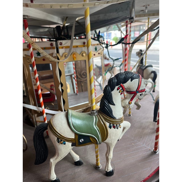 1940s 1940 Beautiful Hand Crafted Revolving Carousel With Horses and Other Animals For Sale - Image 5 of 10