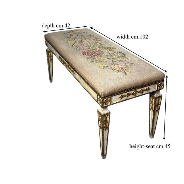 Early 20th Century French Louis XVI Style Lacquered Wood Settee With Needlepoint Upholstery For Sale - Image 18 of 18