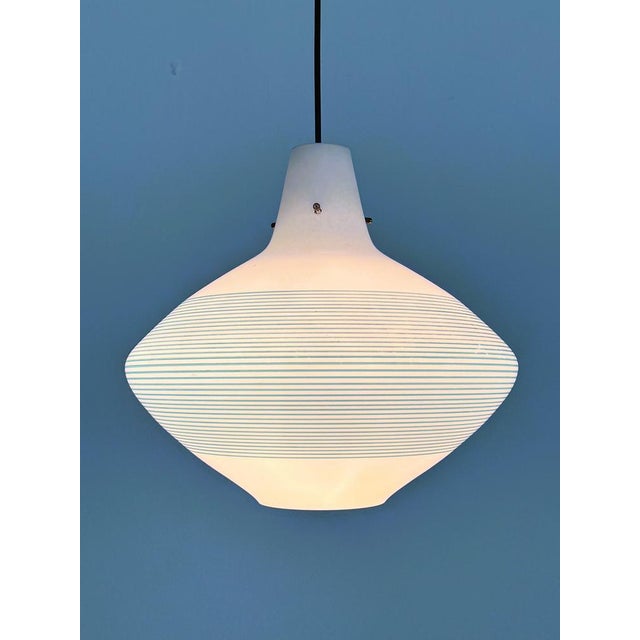 Mid-Century Modern Italian Glass Pendant Fixture with Stripes, 1960s For Sale - Image 14 of 15