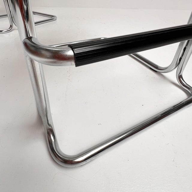 Leather Bar Stools attributed to Mart Stam, 1970s, Set of 2 For Sale - Image 14 of 16
