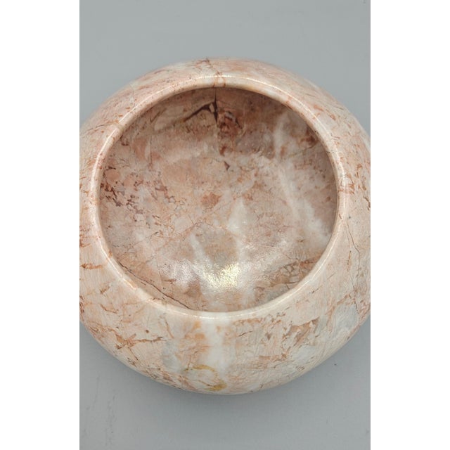 2000 - 2009 Vintage Lidded Pink Blush Solid Marble Vessel Trinket Box Container For Sale - Image 5 of 9
