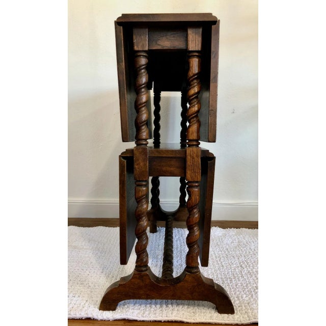 Versatile Double Level, Drop-Leaf, Folding Table With Barley-Twist Legs For Sale - Image 9 of 9
