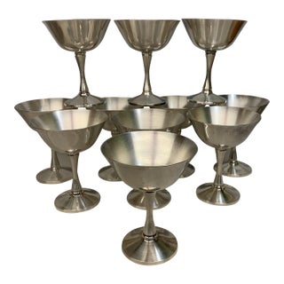 Vintage Silver-Plated Champagne Coupe Dessert Sherbet Goblets by Salem - Set of 11 For Sale
