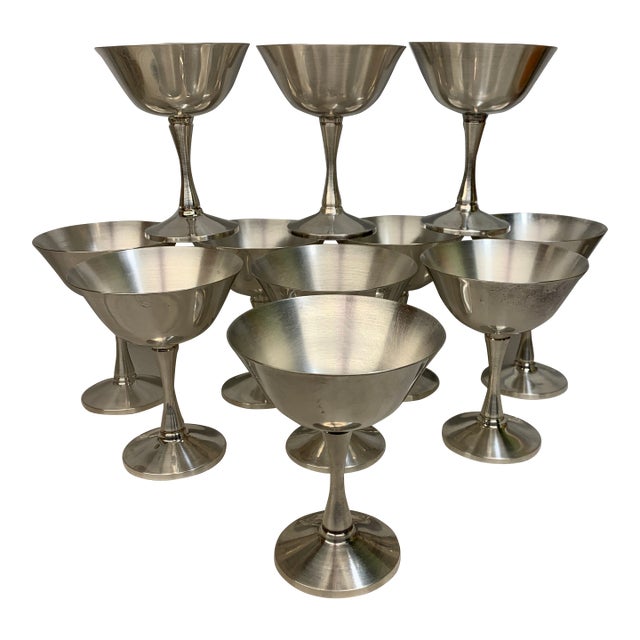 Vintage Silver-Plated Champagne Coupe Dessert Sherbet Goblets by Salem - Set of 11 For Sale