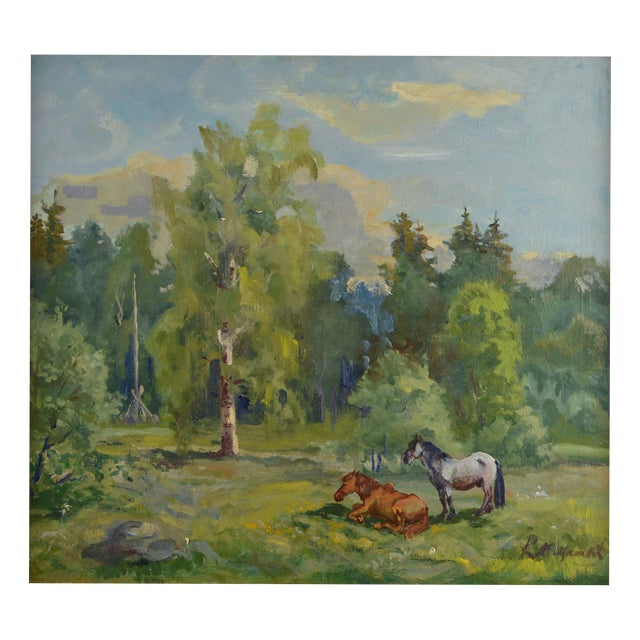 Karlis Miesnieks, On the Forest Edge, 1960s, Oil on Canvas, Framed For Sale
