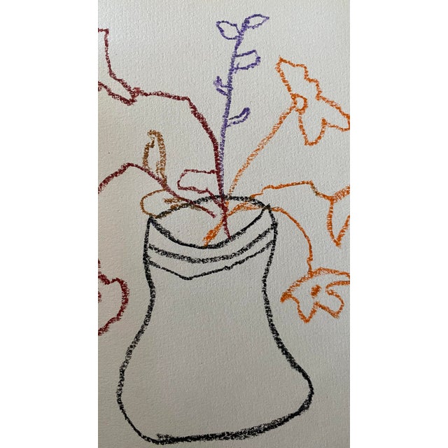 Abstract “Una Base De Flores No. 4” Oil Pastel on Paper For Sale - Image 3 of 3