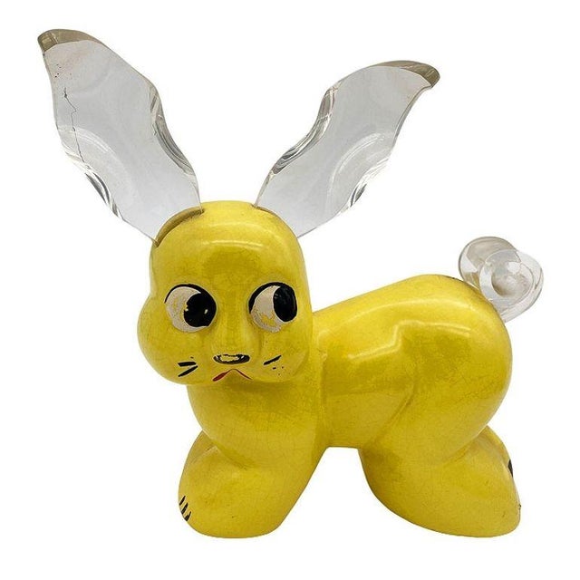 Set of 11 rare Modernist glass & lucite bunny rabbit figural collection featuring 1 ceramic and lucite statue, 3 glass...