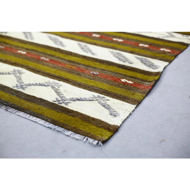 1960s Traditional Green Striped Kilim For Sale - Image 4 of 13