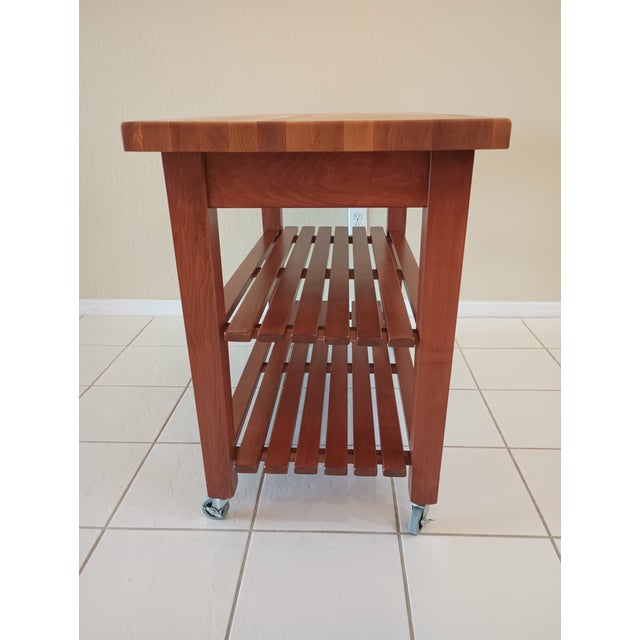 John Boos, Solid Oak Country Kitchen Professional Butcher Block Island For Sale - Image 11 of 16