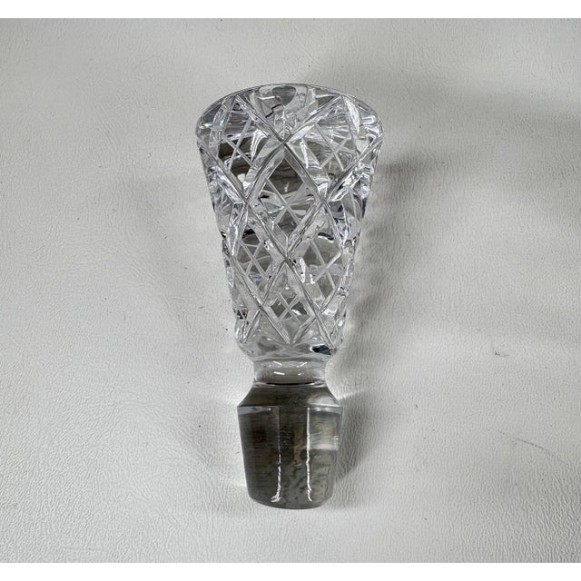 Glass Vintage Hand-Cut Crystal Pinwheel & Starburst Decanter With Stopper For Sale - Image 7 of 8