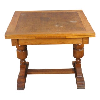 1930s Antique Jacob Summer & Sons Elizabethan Jacobean English Oak Draw Leaf Table For Sale