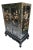 Vintage Chinoiserie Black Lacquered Large 4 Door Soapstone Decorative Storage Cabinet For Sale