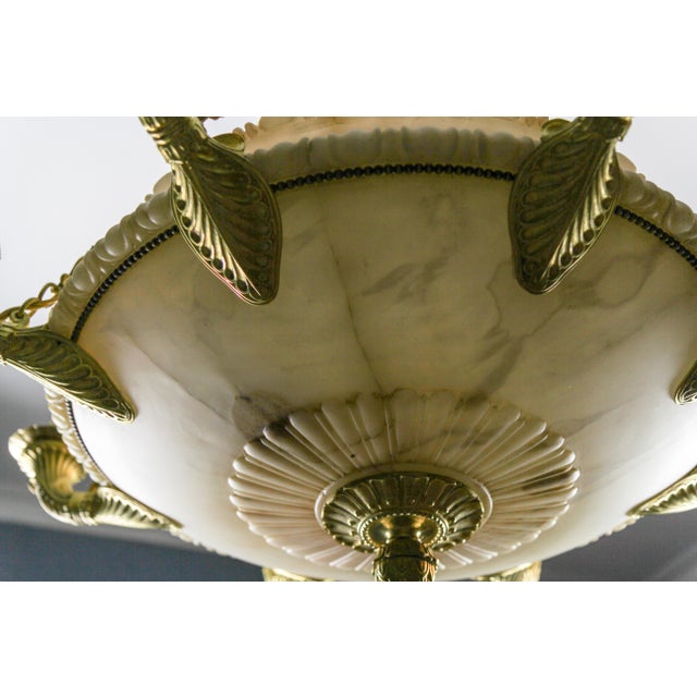 1920s Large Empire Style Alabaster and Bronze 16-Light Chandelier, 1920s For Sale - Image 5 of 18