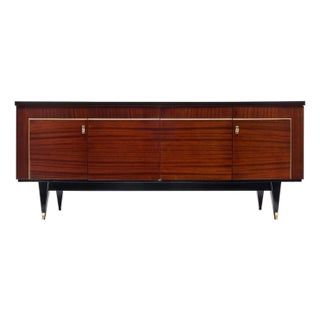 French Period Mid-Century Modern Buffet, Rosewood and Brass, Circa 1950 For Sale