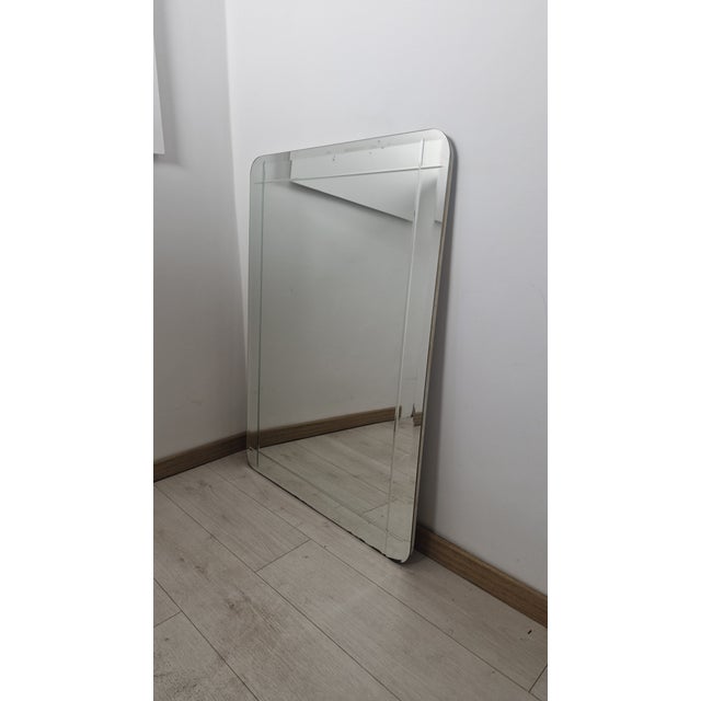 1960s Mirror in Turin Finely Ground Grooves Wooden Structure from Cristal Art, 1970s For Sale - Image 5 of 12