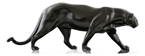 Rulas, Art Deco Sculpture of a Walking Panther, 1930, Metal on Marble Base