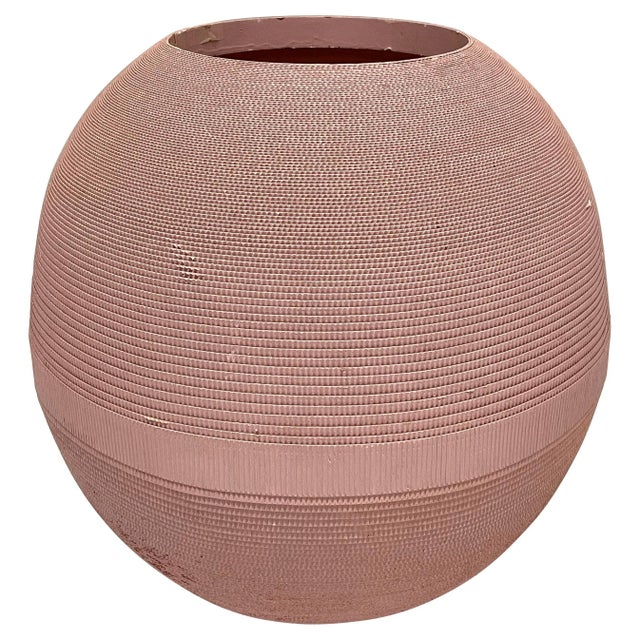 Post Modern Mauve Pink Painted Corrugated Cardboard Vase, by Flute