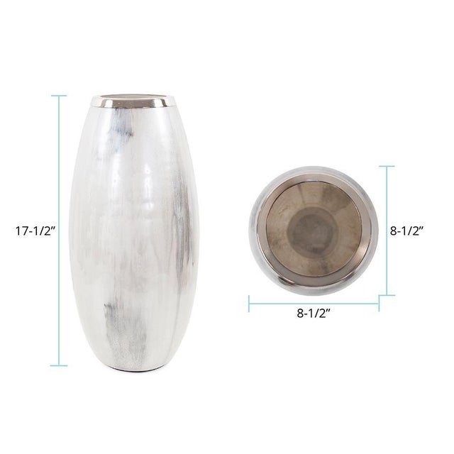 Metal Sivas Glass Vase with Silver Accents- Short For Sale - Image 7 of 9