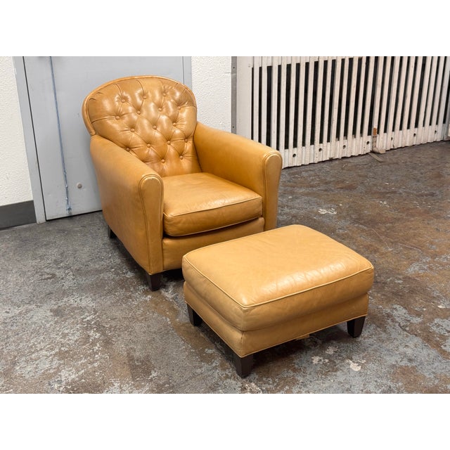 Design Plus Gallery presents the Rollins Leather Button-Tufted Chair + Ottoman from Crate & Barrel. The two-piece set is...