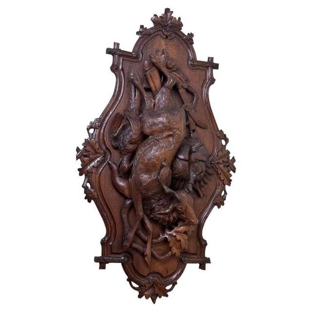 An exceptional and monumental late 19th-century Black Forest hunting plaque, attributed to the renowned Swiss master...
