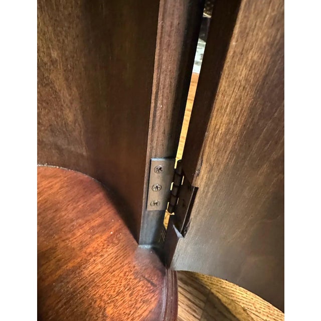 Victorian-Style Drum Pedestal Cabinet With Marble Inset Top For Sale - Image 4 of 10