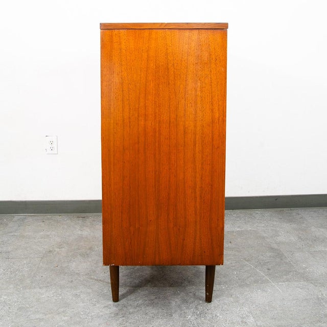 Mid-Century Modern Mid Century Danish Modern Highboy Dresser Walnut 4 Drawer Danish MCM Vintage 60s For Sale - Image 3 of 9