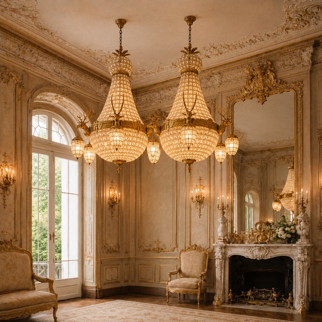 1960 French Louis XVI Gold Bronze Chandeliers - Pair For Sale - Image 18 of 18