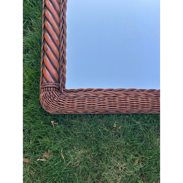 Hollywood Regency Vintage Wicker/Rattan Arched Wall Mirror For Sale - Image 3 of 3