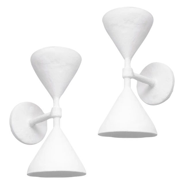 Bespoke Gaston Double-Arm Plaster Sconces - a Pair For Sale