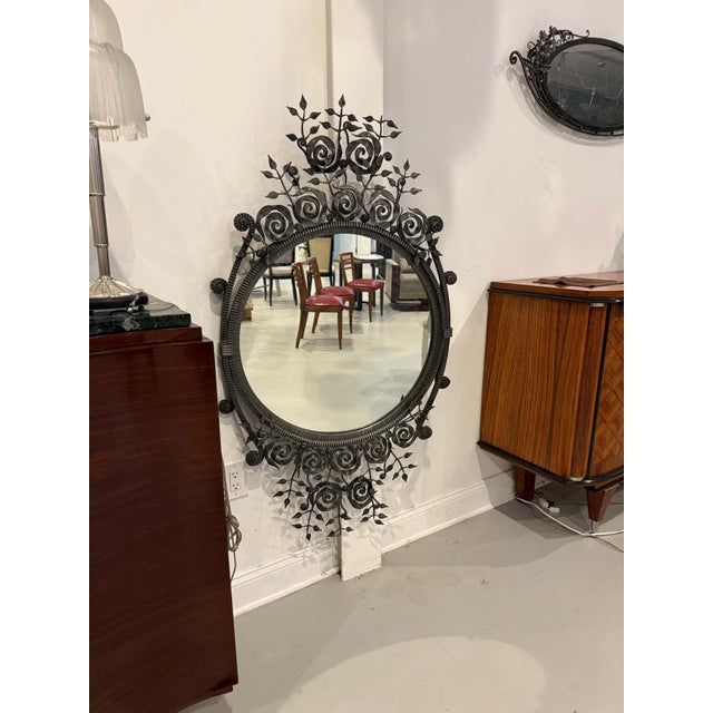 Art Deco French Art Deco Wrought Iron Mirror For Sale - Image 3 of 14