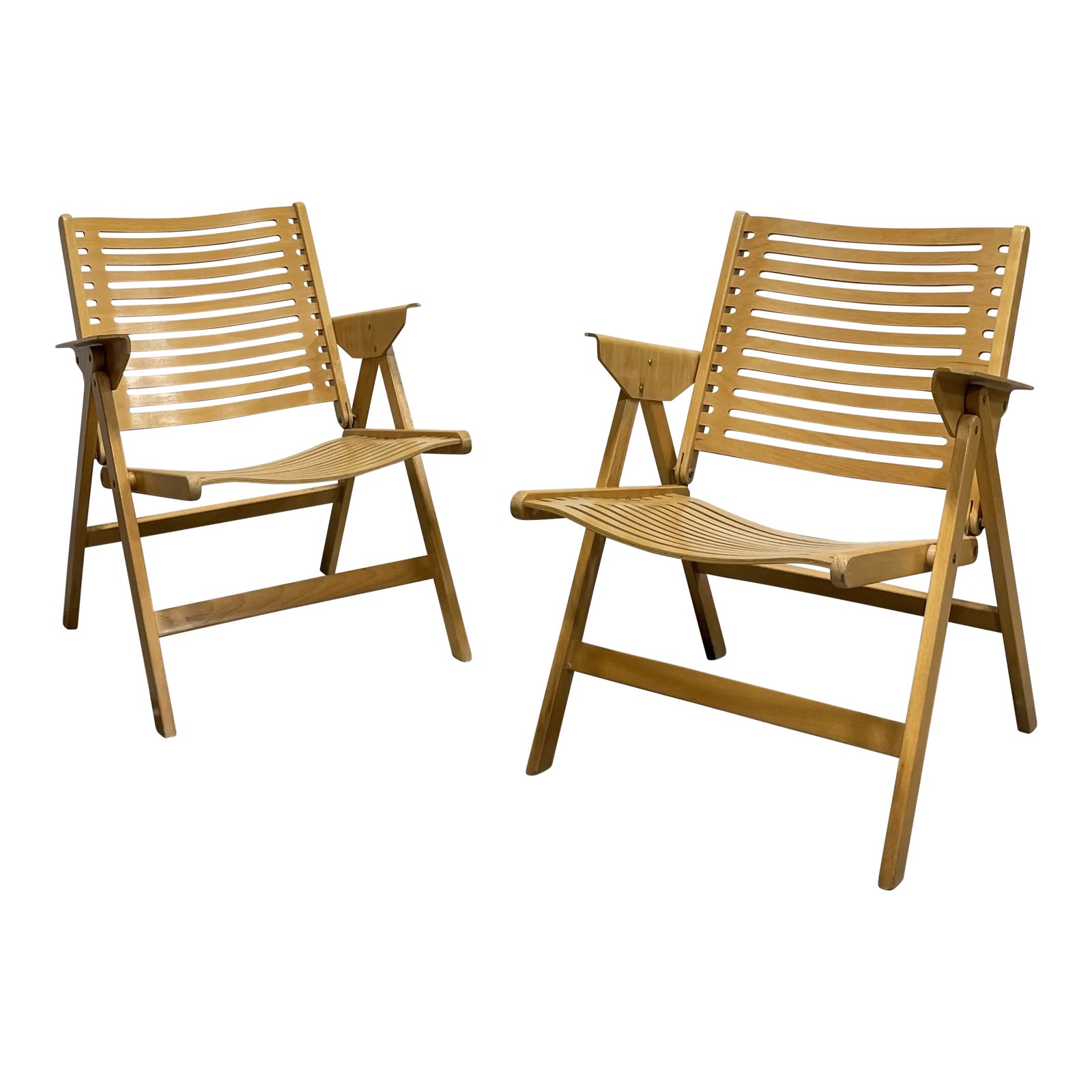Pair of Mid Century Modern "Rex" Folding Lounge Chairs Designed by Niko