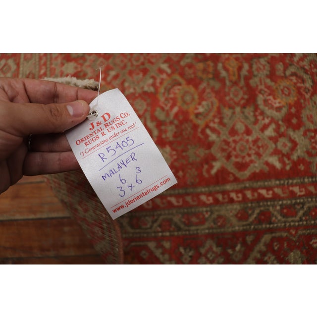 Early 20th Century Zabihi Collection Pink Red Traditional Persian Malayer Rug - 3'6" x 6'3" For Sale - Image 4 of 6