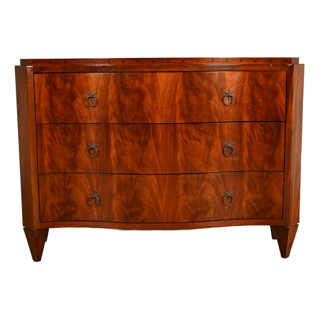 Baker Furniture French Regency Flame Mahogany Serpentine Front Chest of Drawers For Sale