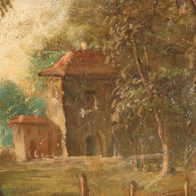 Oval Landscape with Figures, Oil on Canvas, 19th Century-20th Century, Framed For Sale - Image 8 of 11