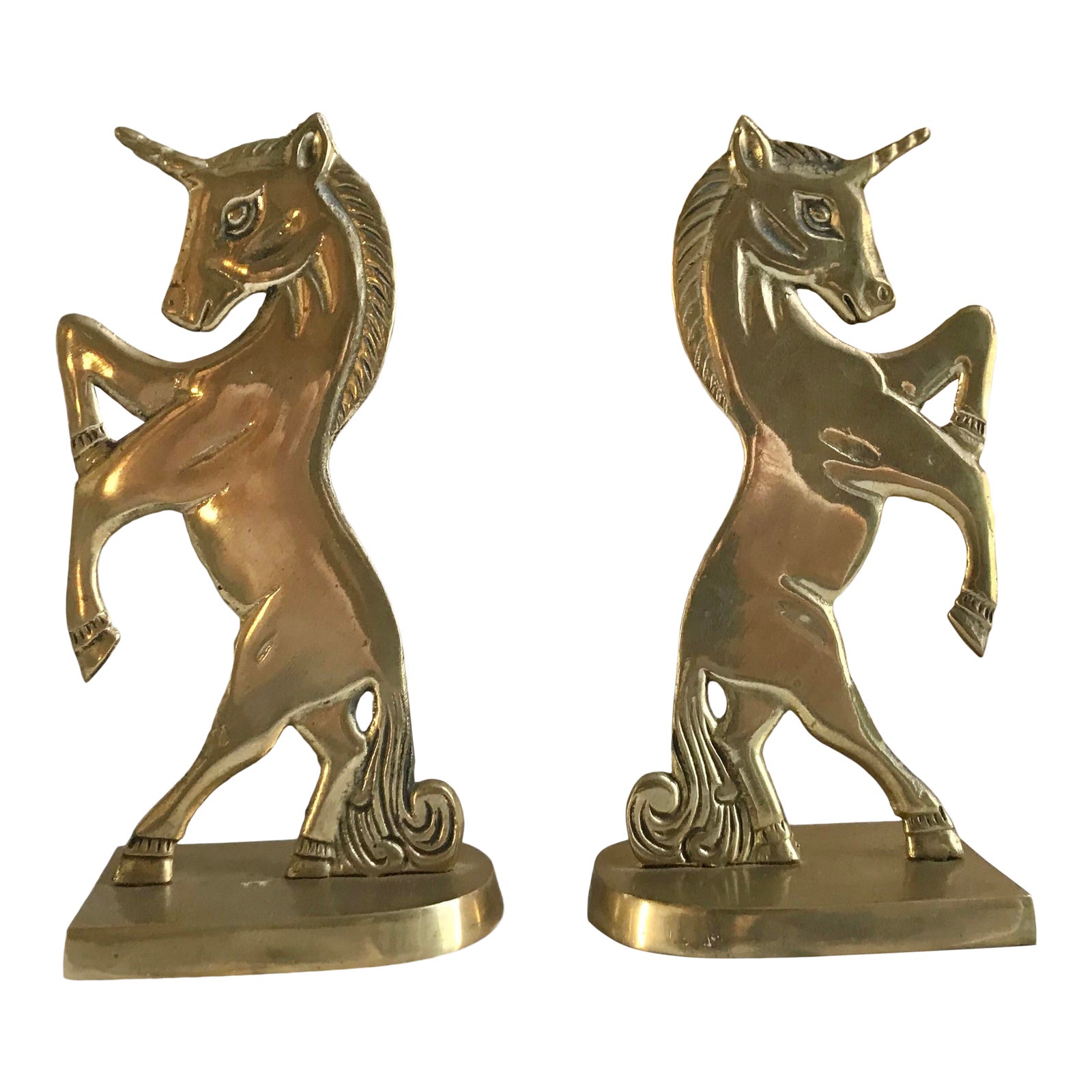 Vintage MidCentury Brass Unicorn Bookends a Pair Chairish