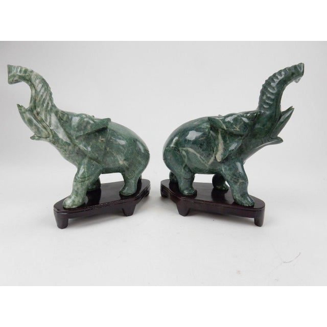 Chinese Carved Jade Hardstone Elephant Statues A Pair Chairish